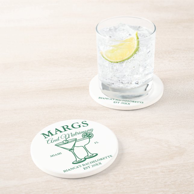 Margs and Matrimony  Beach Bachelorette party  Coaster (Side)