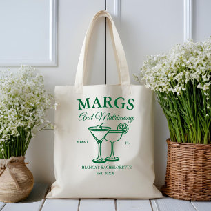 Margs and Matrimony  Beach Bachelorette party  Large Tote Bag