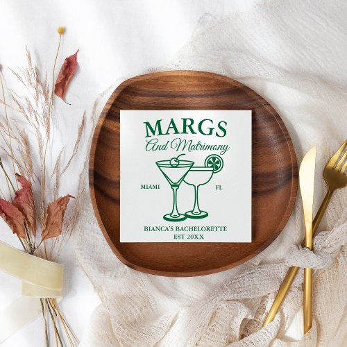 Margs and Matrimony Beach Bachelorette party Napkins