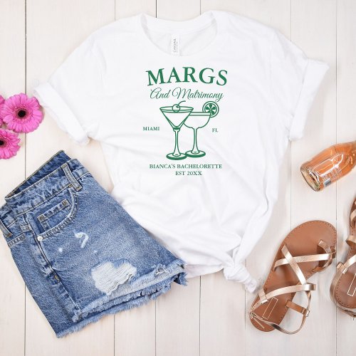 Margs and Matrimony  Beach Bachelorette party  T_Shirt