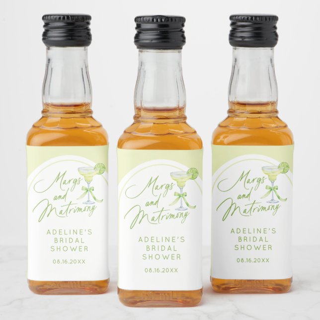Margs And Matrimony Bridal Shower  Liquor Bottle Label (Bottles)