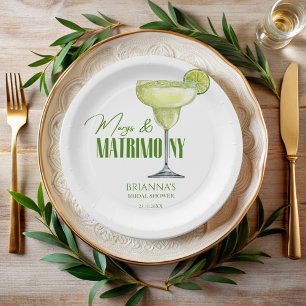 Margs and matrimony bridal shower monogrammed paper plates