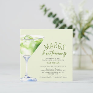 Margs and Matrimony Cocktail Bachelorette Party Invitation