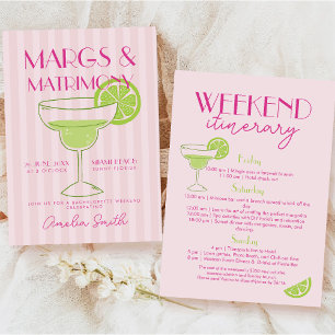 Margs and Matrimony Cocktail Bachelorette Weekend  Invitation
