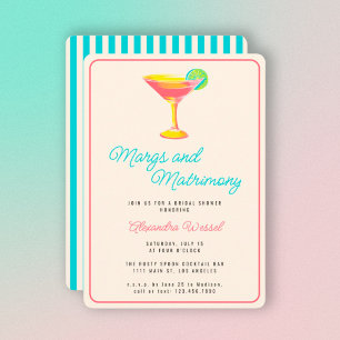 Margs and Matrimony Cocktails Retro Bridal Shower Invitation
