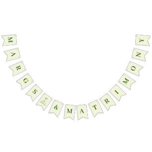 Margs and Matrimony Green Striped Bunting Flags