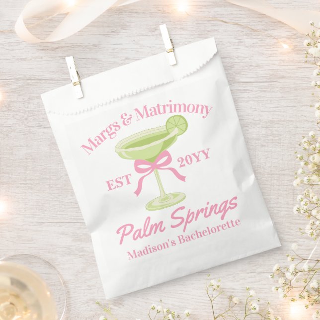Margs and Matrimony Margaritas Bachelorette Party Favor Bag (Clipped)