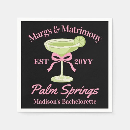 Margs and Matrimony Margaritas Bachelorette Party Napkins