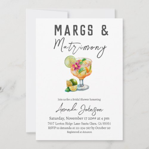 Margs and Matrimony Mexican Fiesta Bridal Shower Invitation