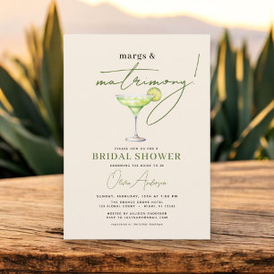 Margs and Matrimony Modern Bridal Shower  Invitation