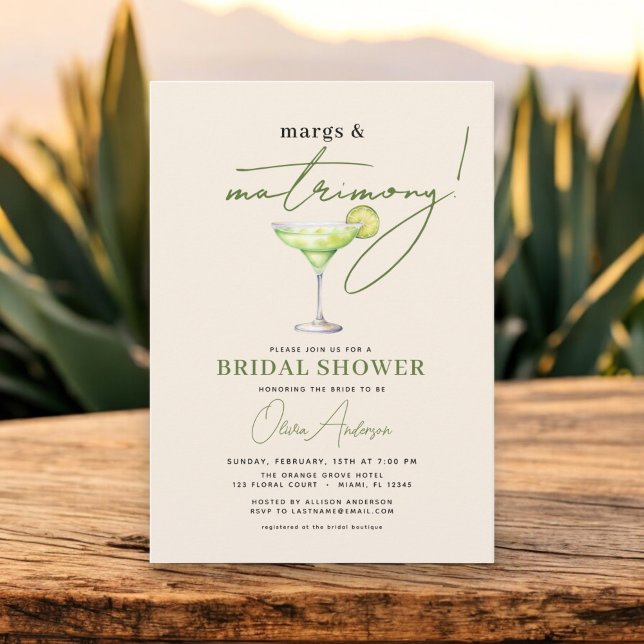 Margs and Matrimony Modern Bridal Shower  Invitation (Creator Uploaded)