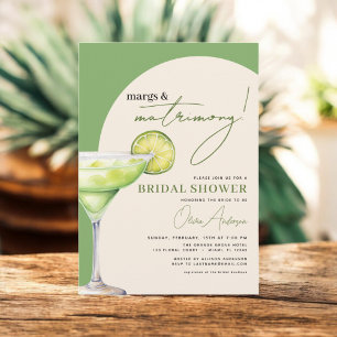 Margs and Matrimony Modern Bridal Shower  Invitation