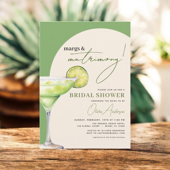 Margs and Matrimony Modern Bridal Shower  Invitation (Creator Uploaded)