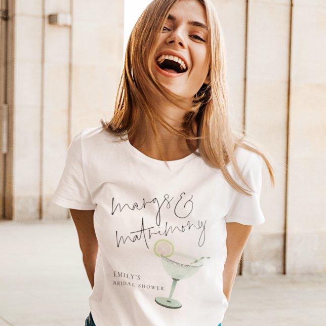 Marg's and Matrimony Name Margarita Bridal Shower T-Shirt (Creator Uploaded)