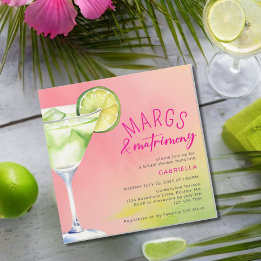 Margs and Matrimony Pink Green Bridal Shower Invitation