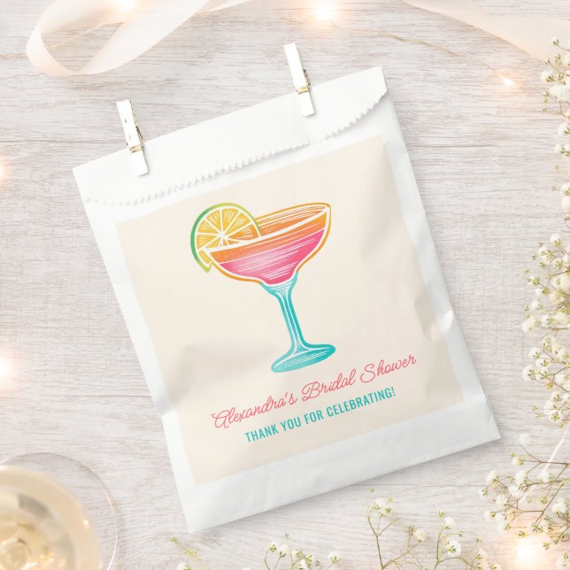Margs and Matrimony Retro Cocktail Bridal Shower Favor Bag (Clipped)