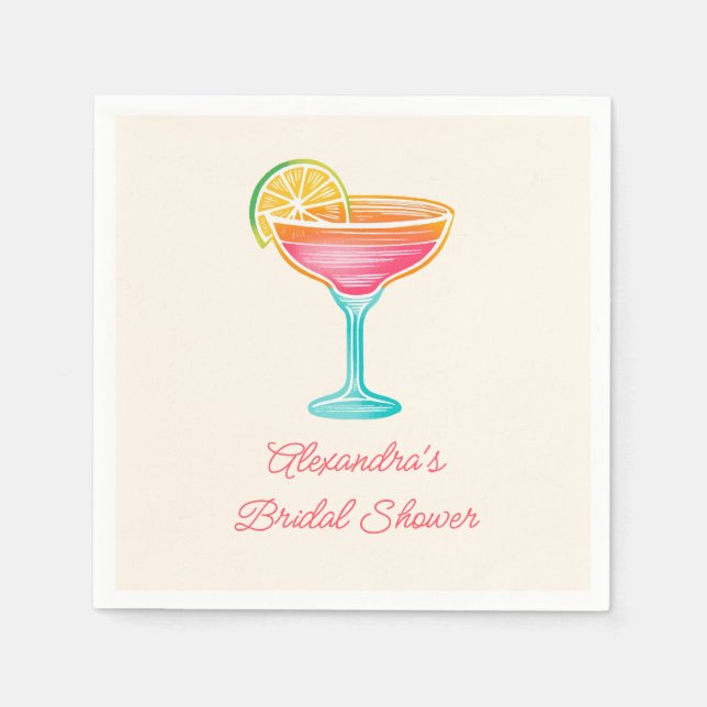 Margs and Matrimony Retro Cocktail Bridal Shower Napkins (Front)