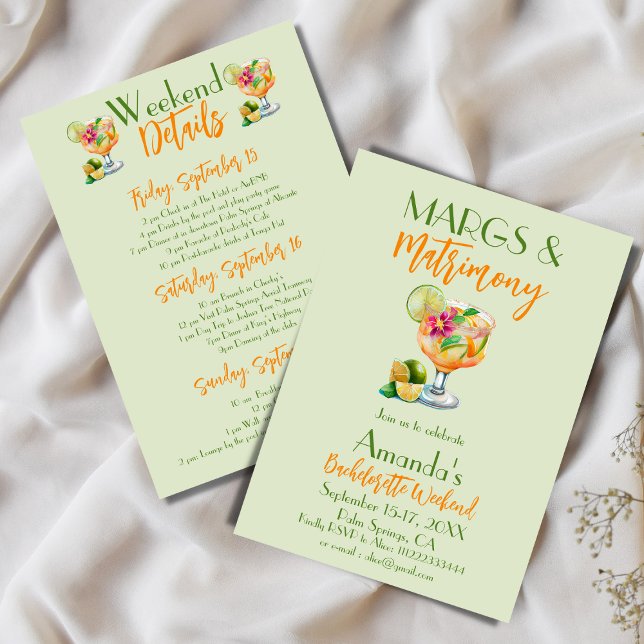 Margs and Matrimony Tequila & Fiesta Bachelorette Invitation (Creator Uploaded)