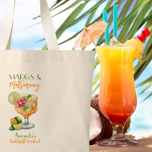 Margs and Matrimony Tequila  Fiesta Bachelorette Large Tote Bag