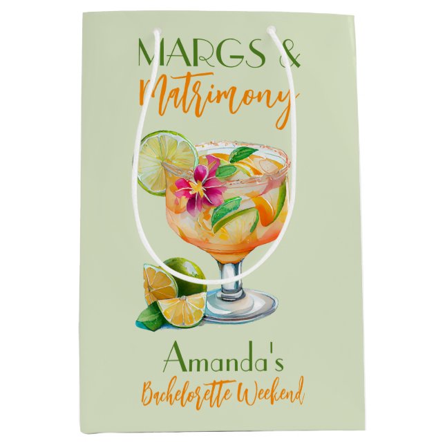Margs and Matrimony Tequila & Fiesta Bachelorette Medium Gift Bag (Front)