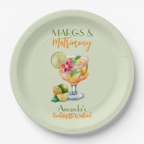 Margs and Matrimony Tequila  Fiesta Bachelorette Paper Plates