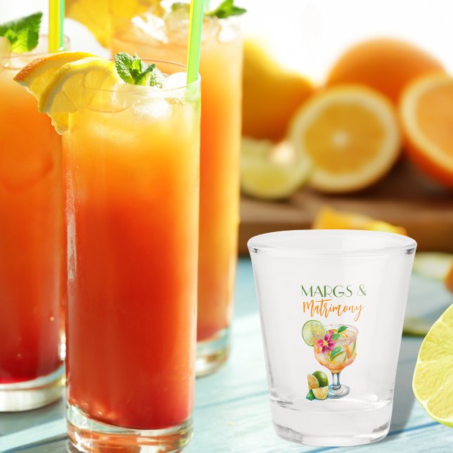 Margs and Matrimony Tequila & Fiesta Bachelorette Shot Glass (Creator Uploaded)