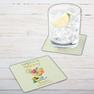 Margs and Matrimony Tequila & Fiesta Bachelorette Square Paper Coaster