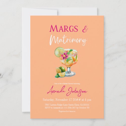 Margs and Matrimony Tequila  Fiesta Bridal Shower Invitation