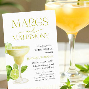 Margs and Matrimony Watercolor Bridal Shower Invitation