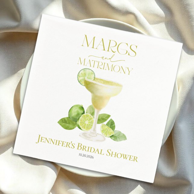 Margs and Matrimony | Watercolor Bridal Shower Napkins (Creator Uploaded)