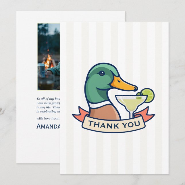 Margs Mallards & Matrimony Lake Bachelorette Thank You Card (Front/Back)