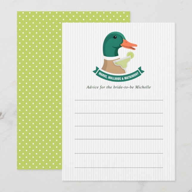 Margs Mallards & Matrimony Quacktails Bachelorette Advice Card (Front/Back)