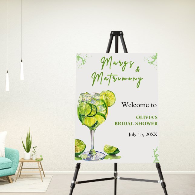 Margs & Martrimony Cocktail Bridal Shower Welcome  Foam Board (Margs & Martrimony Cocktail Bridal Shower Welcome Sign )
