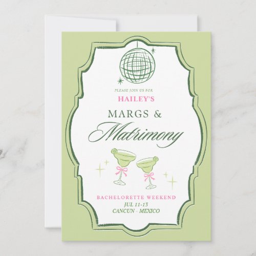 Margs &amp; Matrimony Bachelorette Coquette Invitation