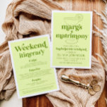 Margs & Matrimony Bachelorette Weekend Itinerary Invitation<br><div class="desc">Get ready for a weekend of fun, laughter, and a splash of margaritas with our Margs & Matrimony Bachelorette Weekend Itinerary Invitation. This invitation is your golden ticket to an unforgettable celebration filled with festivities. The design features playful fonts, vibrant colors, and thematic elements that capture the essence of the...</div>