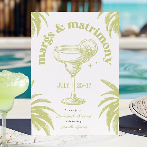Margs  Matrimony Bachelorette Weekend Itinerary  Invitation