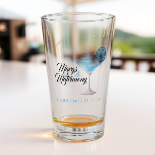 Margs & Matrimony Blue Margarita Bridal Shower Glass
