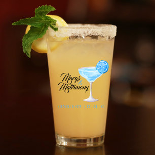Margs & Matrimony Blue Margarita Bridal Shower Glass