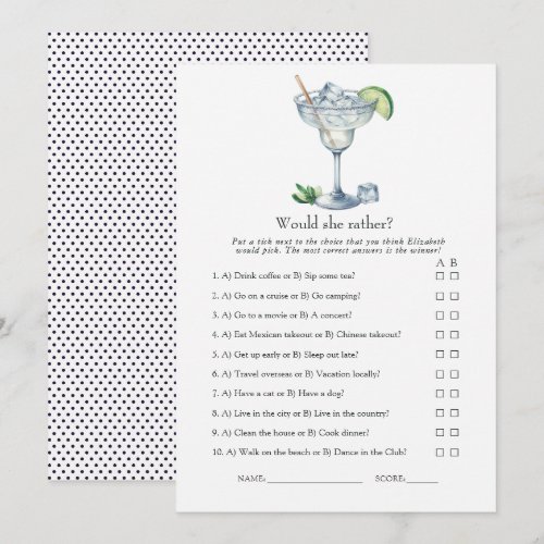 Margs & Matrimony Bridal Shower Game Invitation