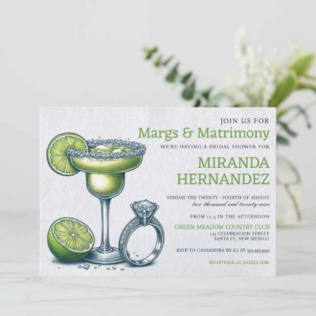 Margs & Matrimony Bridal Shower Invitation (Standing Front)
