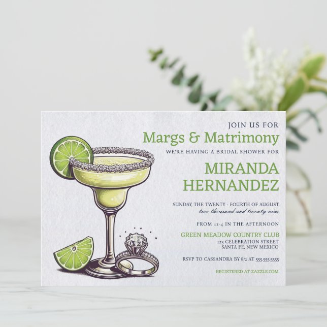 Margs & Matrimony Bridal Shower Invitation (Standing Front)