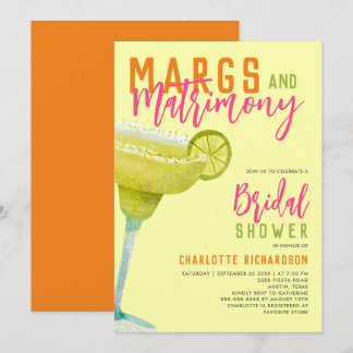 Margs & Matrimony Bridal Shower Modern Lemon Lime  Invitation