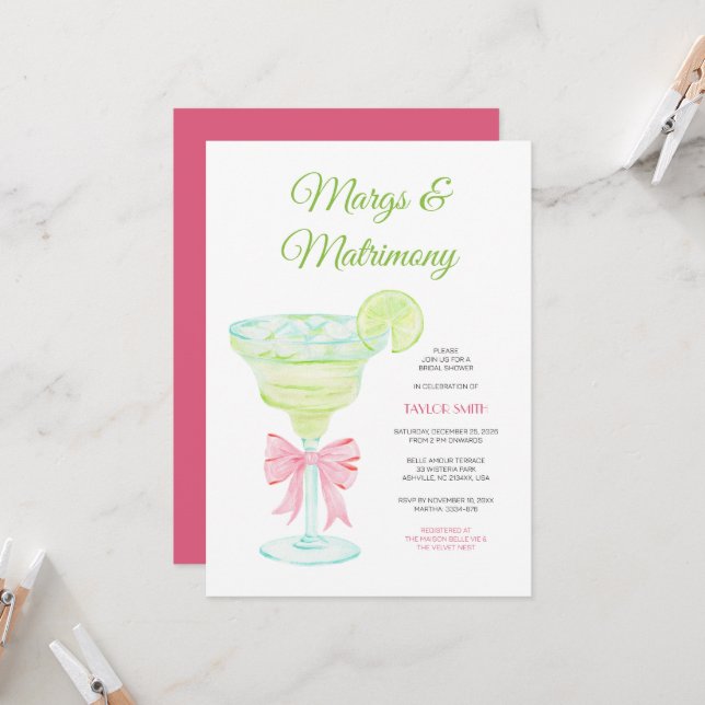 Margs & Matrimony Bridal shower party Invitation (Front/Back In Situ)