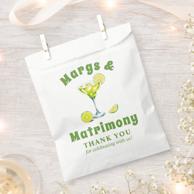 Margs & Matrimony cocktail bachelorette Thank You Favor Bag (Clipped)