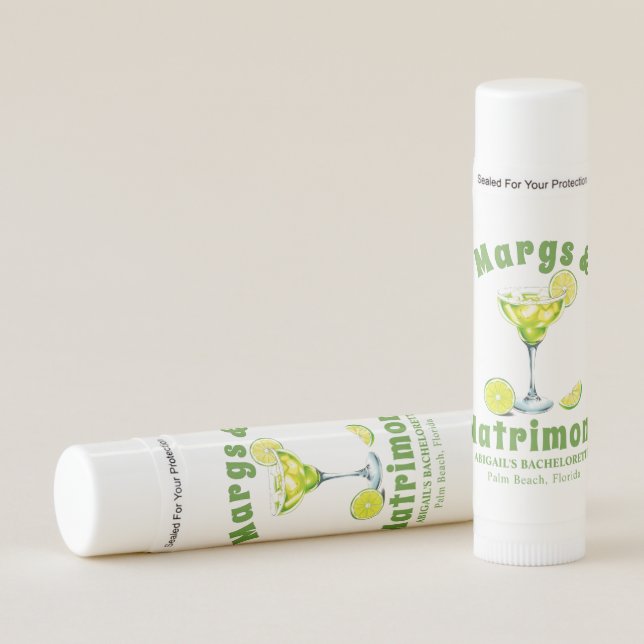 Margs & Matrimony cocktail lime green bachelorette Lip Balm (Front)