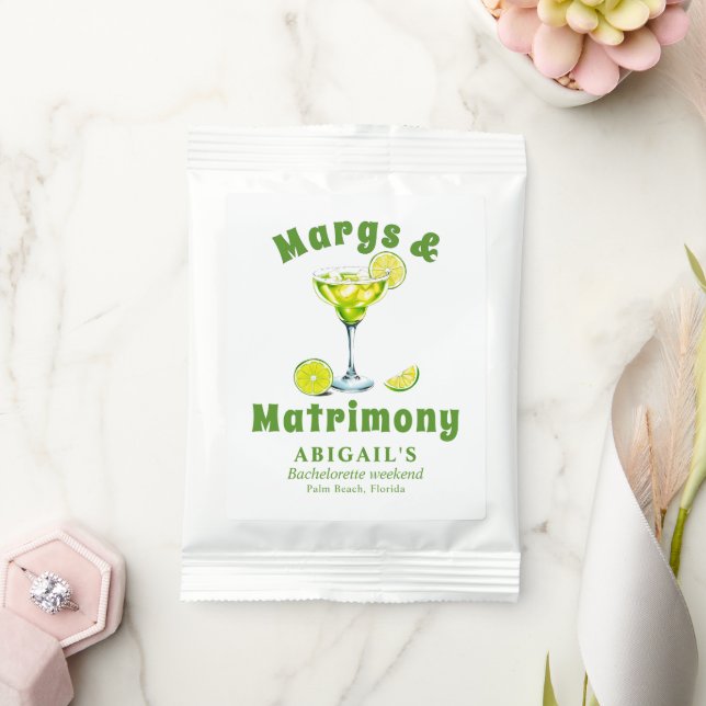 Margs & Matrimony cocktail lime green bachelorette Margarita Drink Mix (Wedding)