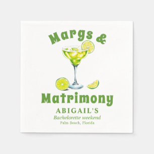 Margs & Matrimony cocktail lime green bachelorette Napkins