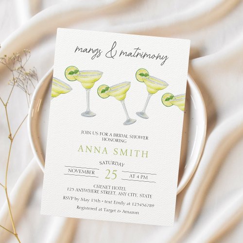 Margs  Matrimony Cocktail Modern Bridal Shower Invitation