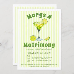 Margs & Matrimony cocktail stripes bridal shower I Invitation
