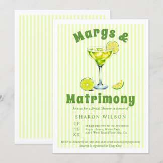 Margs & Matrimony cocktail stripes bridal shower I Invitation